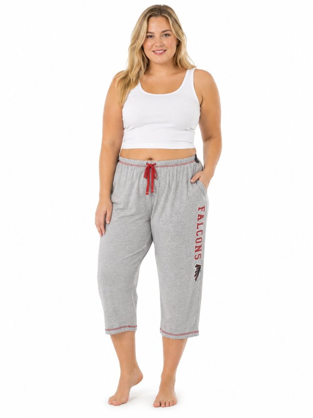 Atlanta Falcons Womens Pants Size 1X Gray Fleece Crop Jogger Drawstring Waist